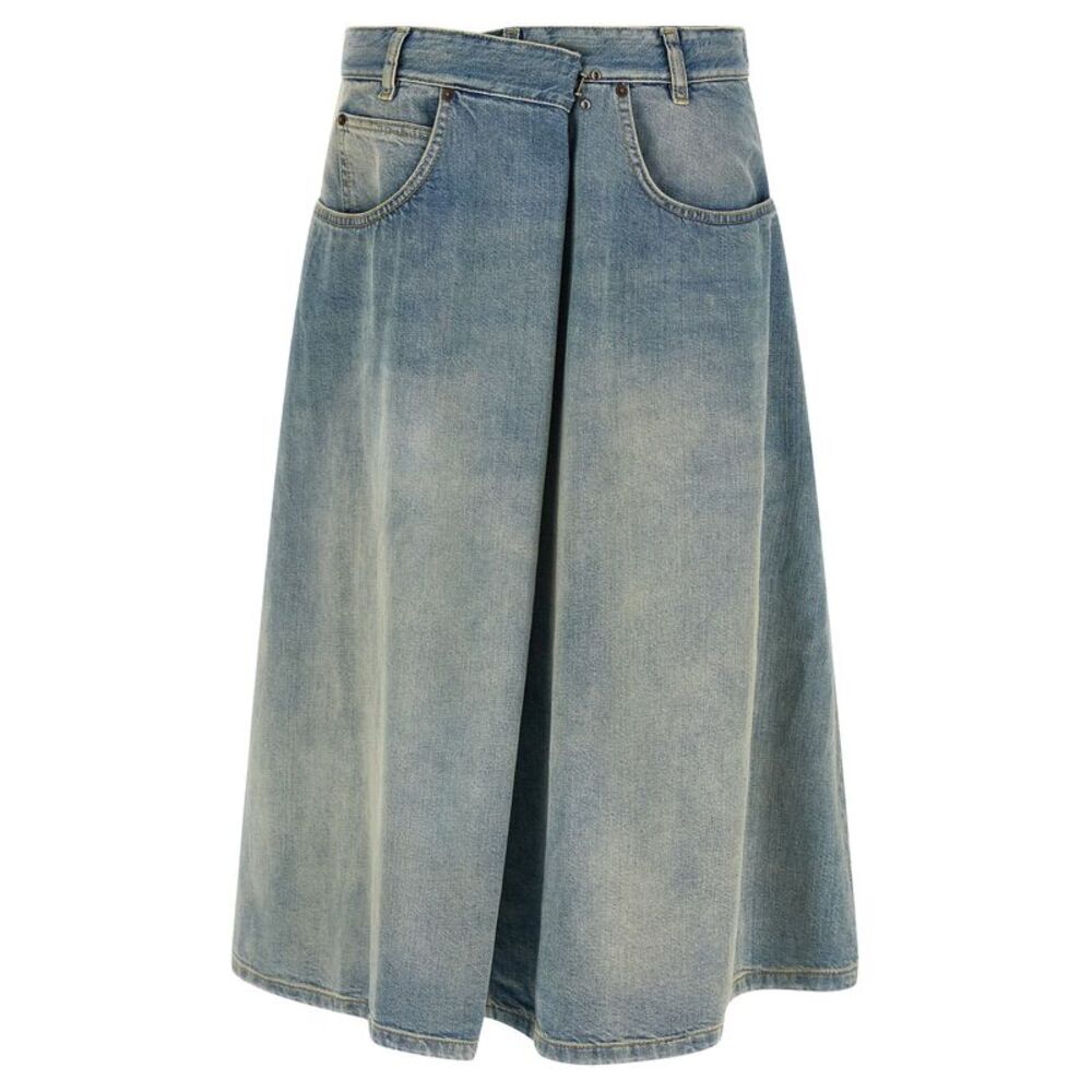 Maison Margiela Blue Cotton Midi Women's Skirt